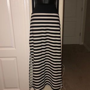 Black & White Striped Maxi Skirt